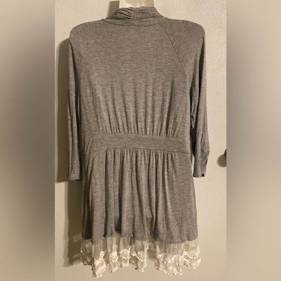 New Directions size L women’s long gray boho 3/4 sleeves light cardigan - Picture 2 of 7